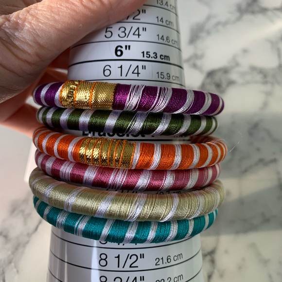 Colorful Striped Thread Bangles Set - Picture 4 of 5